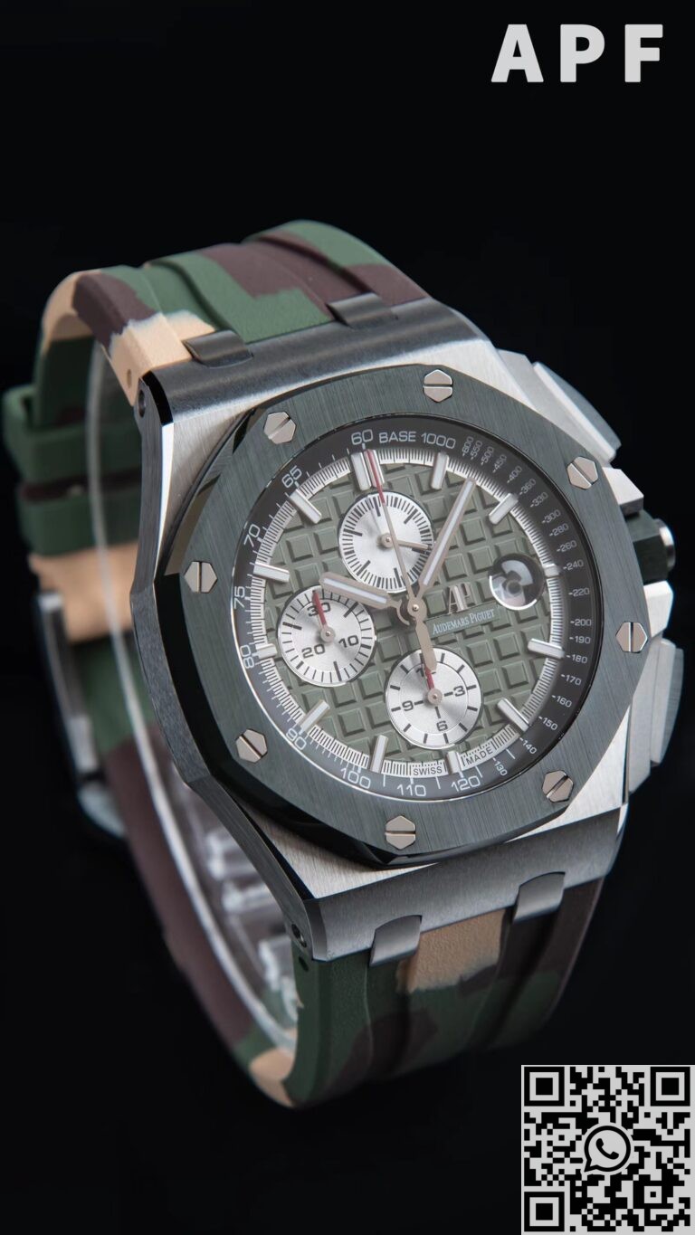 APF Factory Replica AP Royal Oak Offshore 26400SO.OO.A055CA.01 Khaki Green Panda Platter Watches