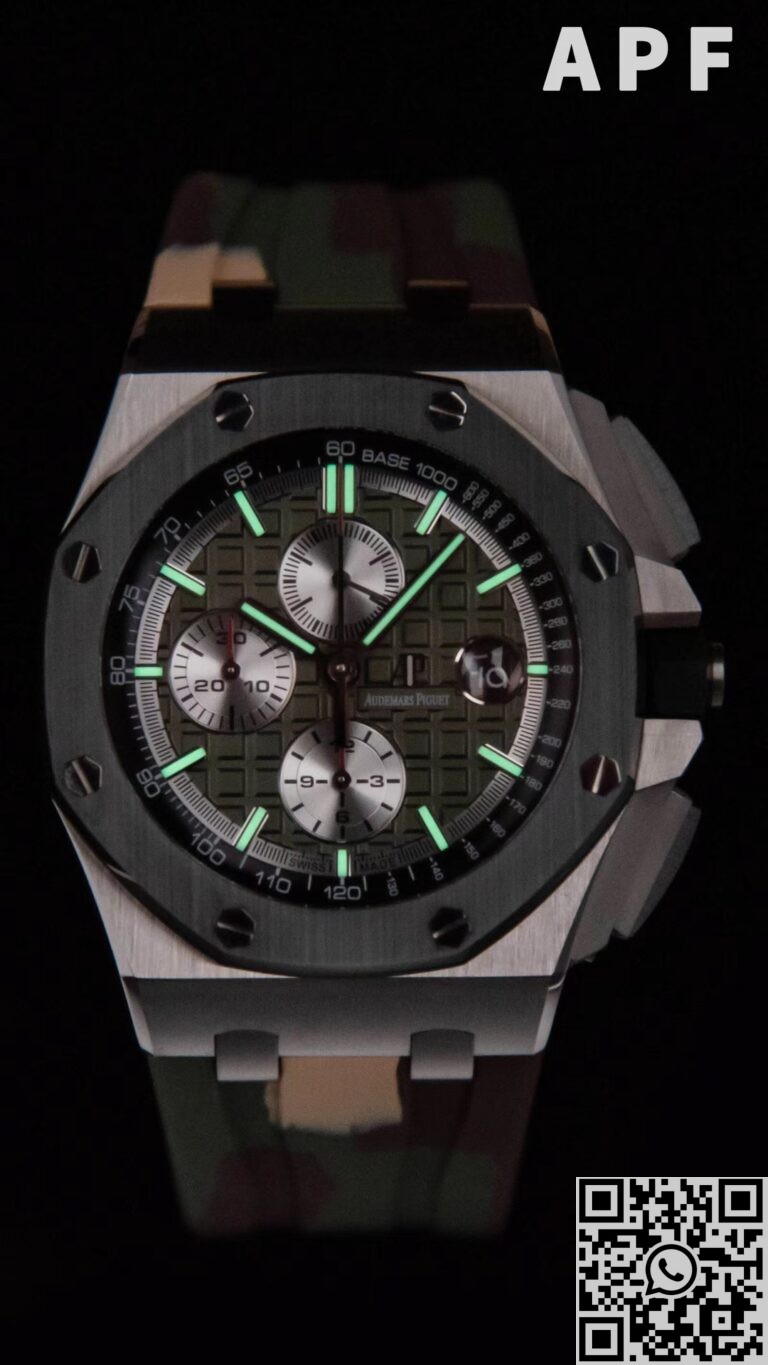 APF Factory Replica AP Royal Oak Offshore 26400SO.OO.A055CA.01 Khaki Green Panda Platter Watches