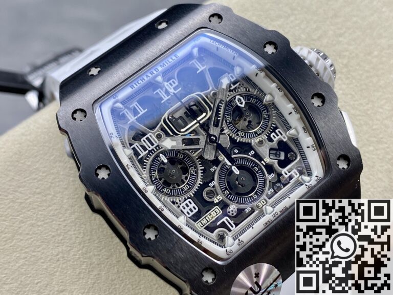 KU Factory Fake Richard Mille RM011-03 Black Ceramic Bezel White Rubber Strap