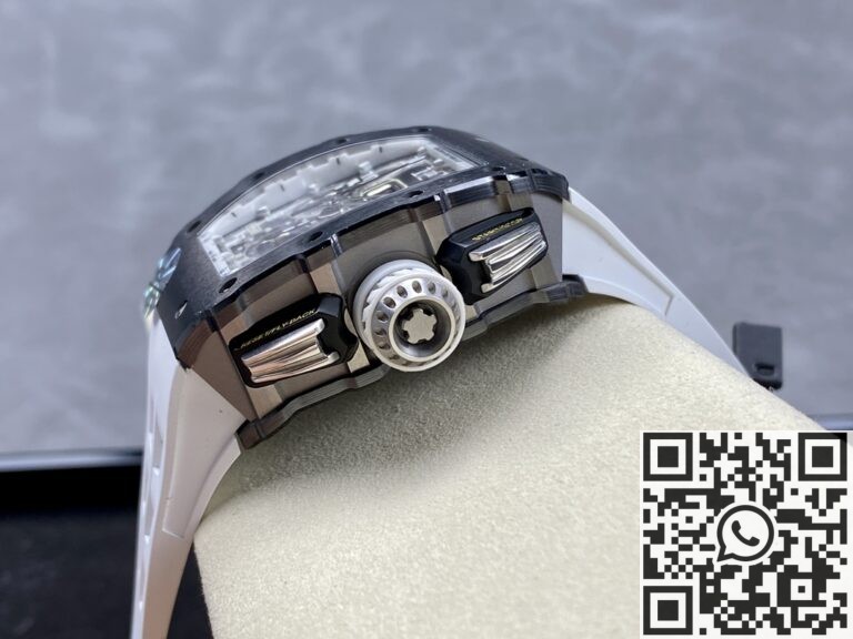 KU Factory Fake Richard Mille RM011-03 Black Ceramic Bezel White Rubber Strap