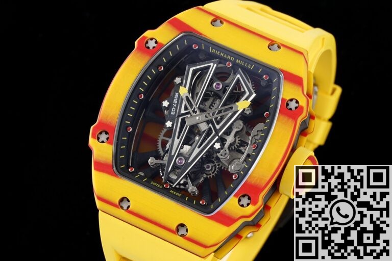 RM Factory Fake Richard Mille RM27-03 Tourbillon Yellow Rubber Strap Watch