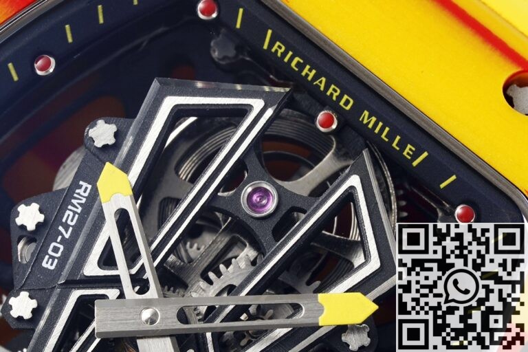 RM Factory Fake Richard Mille RM27-03 Tourbillon Yellow Rubber Strap Watch