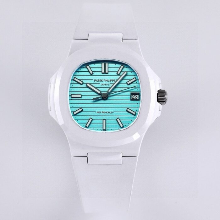 Custom Patek Philippe Nautilus Tiffany Blue Dial White Ceramic