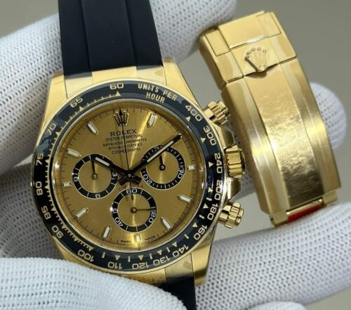 Clean Factory's New Rubber Strap Gold Rolex Daytona Replica Watch M126518-0010